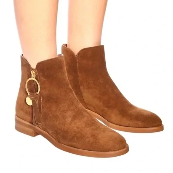 See By Chloé NIB Louise Flat Suede Booties (38/8) - Picture 14 of 16